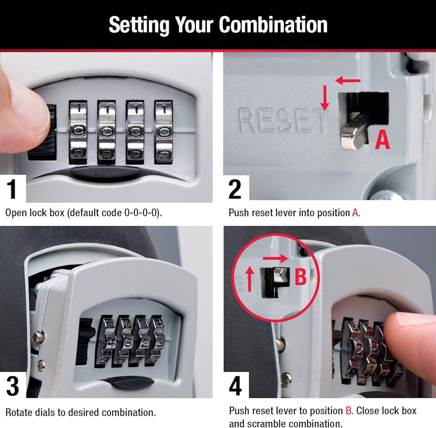 Resettable Combination Key Lock Box – Heavy-Duty Steel & Vinyl Weather-Resistant Security Box