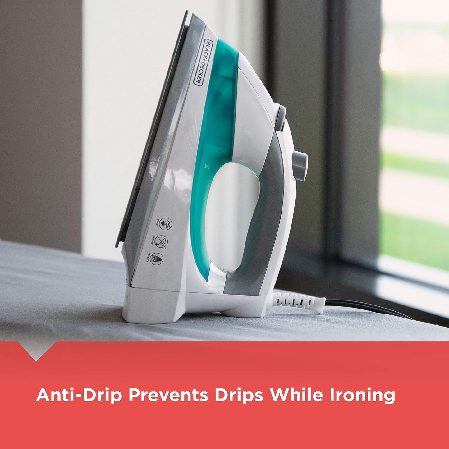 Compact Lightweight Steam Iron – 1200W Smart Steam Technology with Anti-Drip Design – Teal