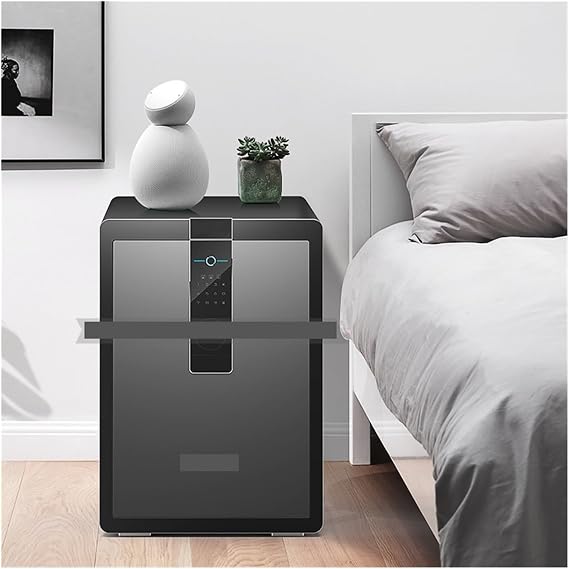 Smart Fingerprint Key Lock Box & Electronic Security Safe – 45cm Height Steel Intelligent Password Safety Box for Home & Office (Coffee Fingerprint)