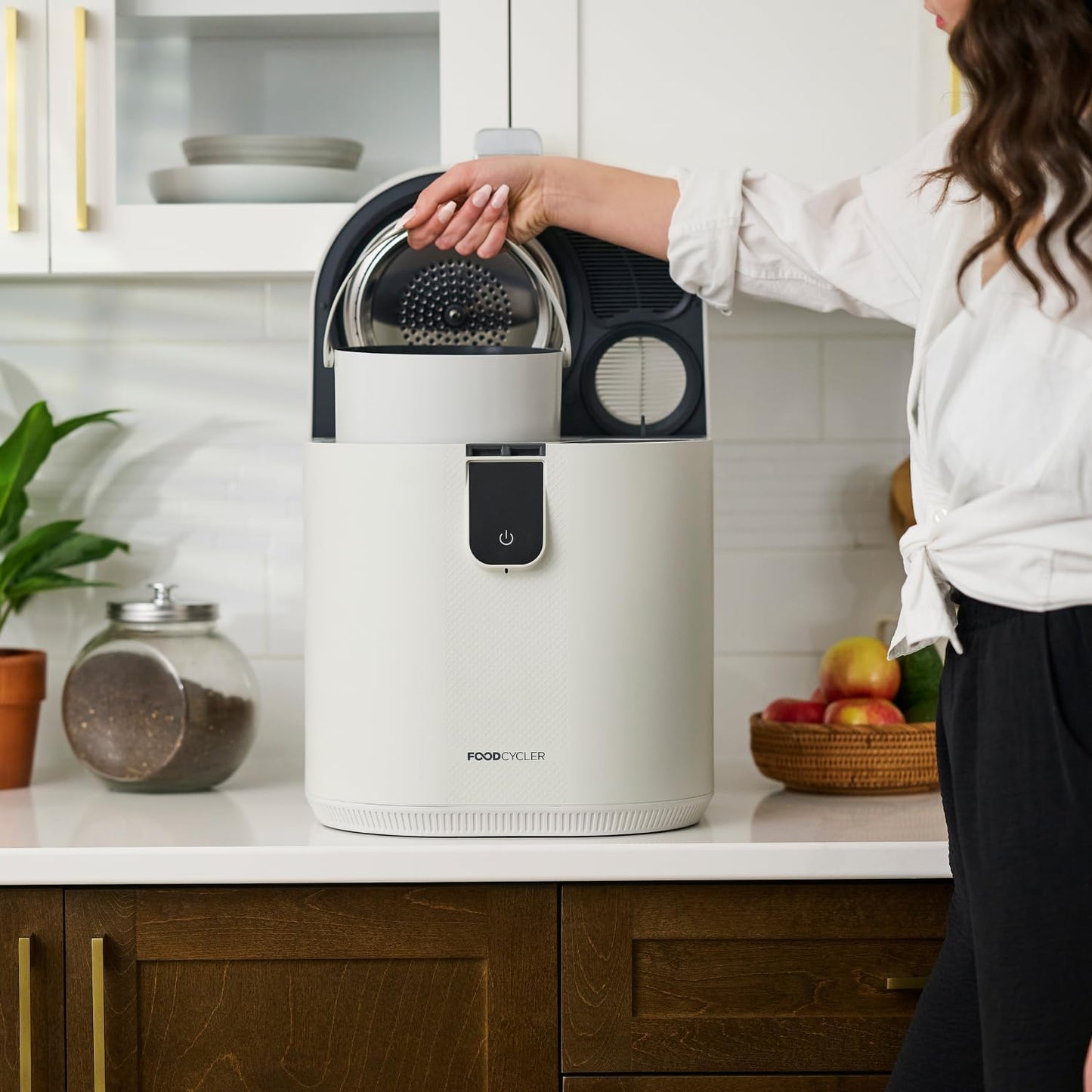 Food Cycler Eco 5 Electric Kitchen Waste Recycler – 5L Countertop Indoor Food Disposer & Odorless Composter Alternative (White)