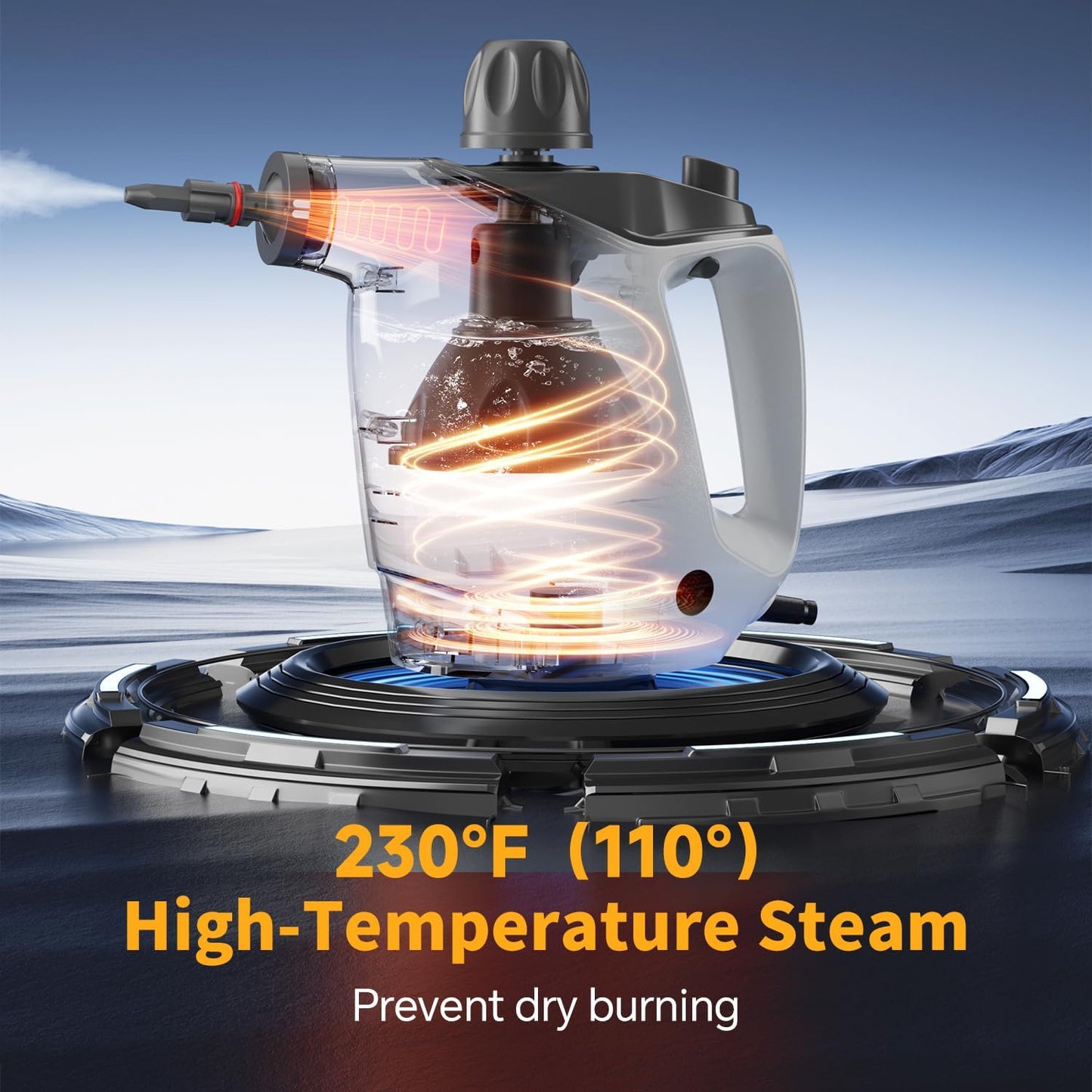 Handheld Multi-Purpose Steam Cleaner – 500ml High-Capacity Pressurized Steamer with 16-Piece Accessory Kit – Grey & White